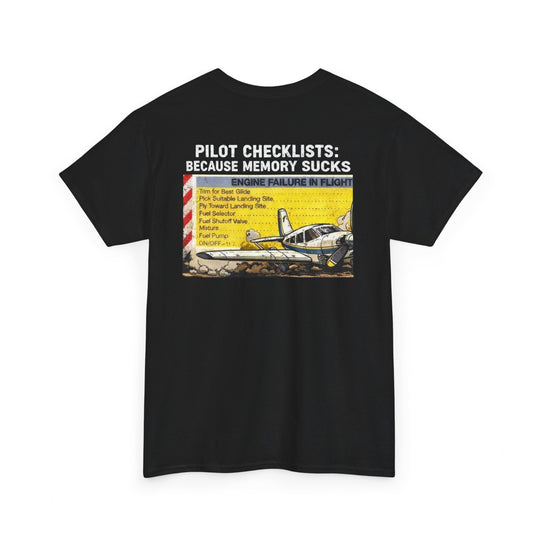 Pilot Checklists Aviation Graphic T-Shirt – Because Memory Sucks