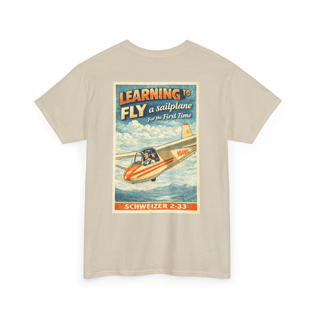 Vintage Aviation Graphic T-Shirt – “Learning to Fly” Sailplane