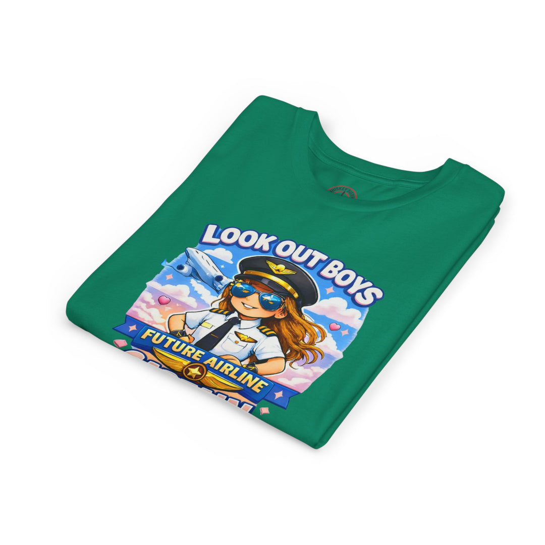 Future Airline Captain Youth T-Shirt – “Look Out Boys”