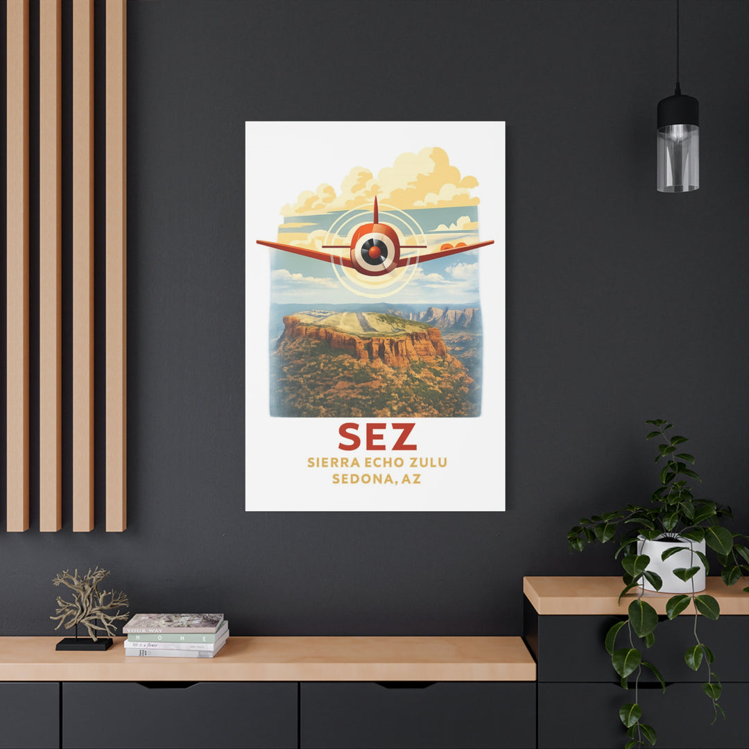 Sedona SEZ Vintage- Aviation Canvas Wall Art | Pilot & Airport Artwork