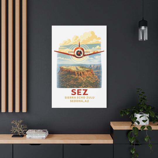 Sedona SEZ Vintage- Aviation Canvas Wall Art | Pilot & Airport Artwork