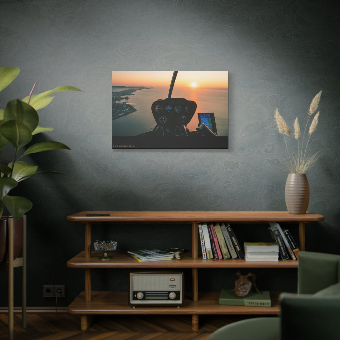 Robinson R44 Sunset– Aviation Canvas Wall Art | Pilot & Airport Artwork