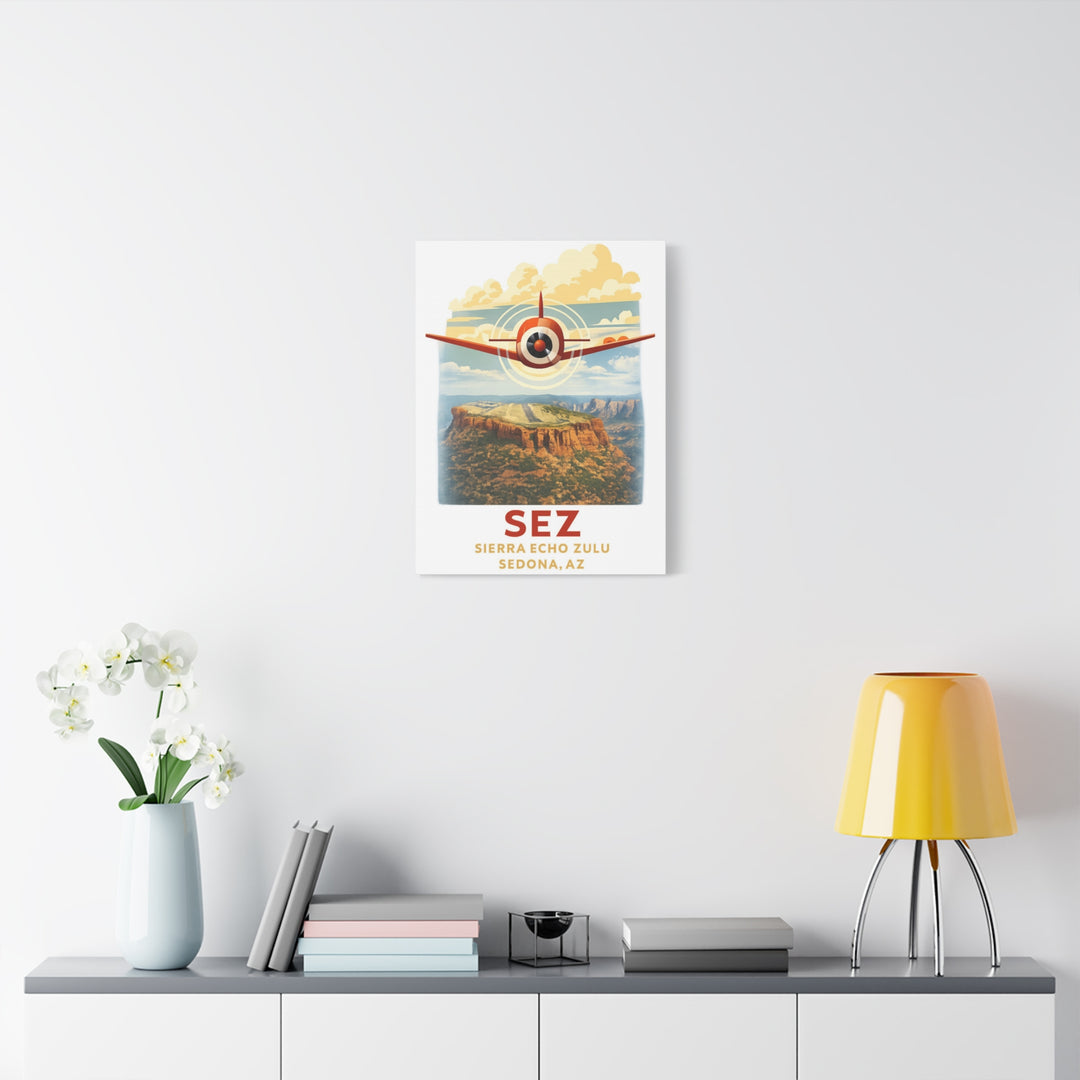 Sedona SEZ Vintage- Aviation Canvas Wall Art | Pilot & Airport Artwork