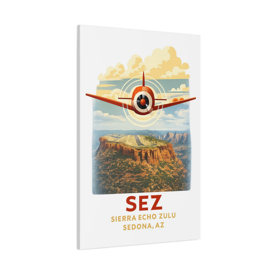 Sedona SEZ Vintage- Aviation Canvas Wall Art | Pilot & Airport Artwork
