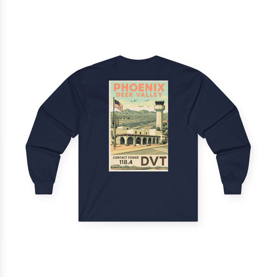 Phoenix Deer Valley Airport Aviation Long Sleeve T-Shirt – Retro Poster