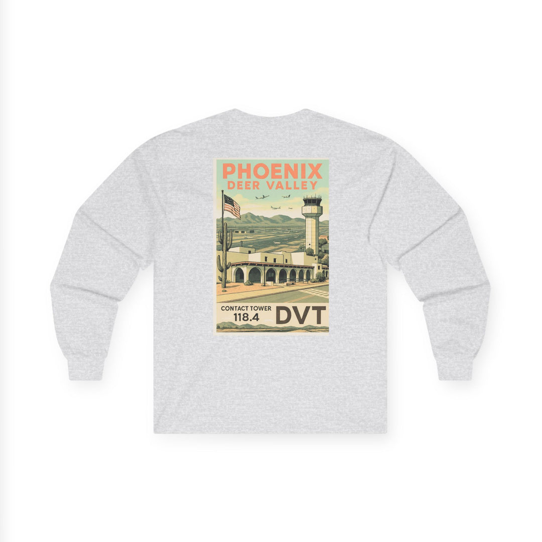 Phoenix Deer Valley Airport Aviation Long Sleeve T-Shirt – Retro Poster