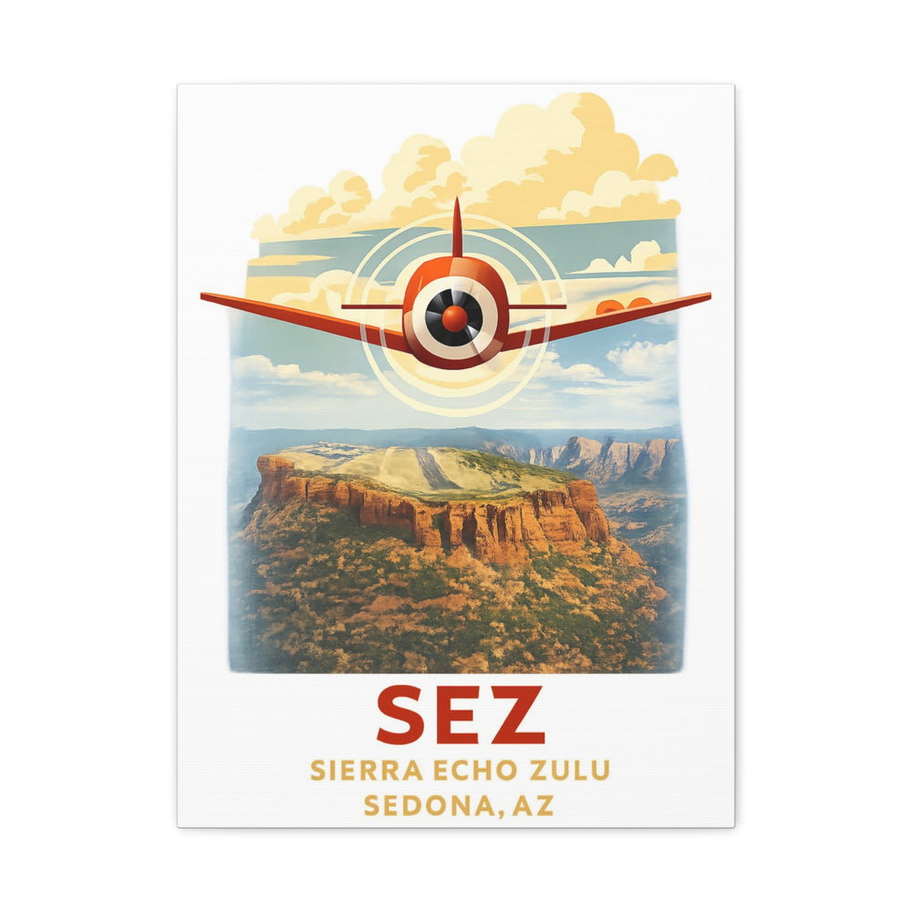Sedona SEZ Vintage- Aviation Canvas Wall Art | Pilot & Airport Artwork