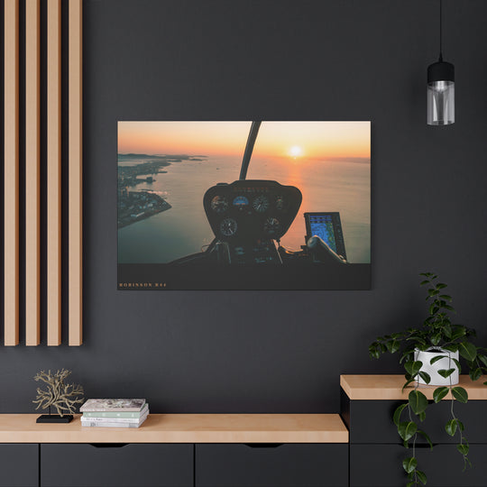 Robinson R44 Sunset– Aviation Canvas Wall Art | Pilot & Airport Artwork